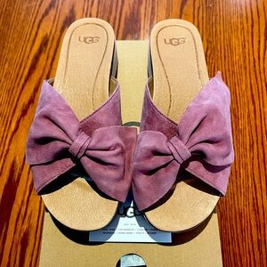 UGG Pink Joan II Suede Slide-On Platform Sandal, Size 7.5 NEW